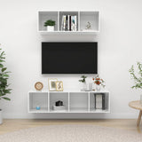 NNEVL 2 Piece TV Cabinet Set High Gloss White Chipboard
