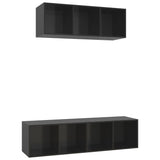 NNEVL 2 Piece TV Cabinet Set High Gloss Black Chipboard