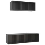 NNEVL 2 Piece TV Cabinet Set High Gloss Grey Chipboard