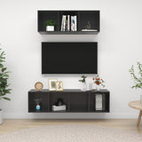 NNEVL 2 Piece TV Cabinet Set High Gloss Grey Chipboard
