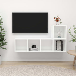 NNEVL 2 Piece TV Cabinet Set White Chipboard