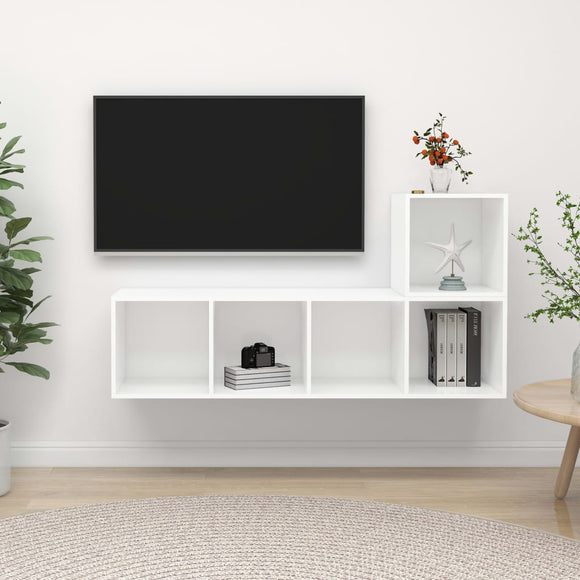 NNEVL 2 Piece TV Cabinet Set White Chipboard