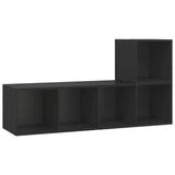 NNEVL 2 Piece TV Cabinet Set Black Chipboard