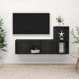 NNEVL 2 Piece TV Cabinet Set Black Chipboard