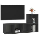 NNEVL 2 Piece TV Cabinet Set Grey Chipboard