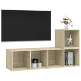 NNEVL 2 Piece TV Cabinet Set Sonoma Oak Chipboard