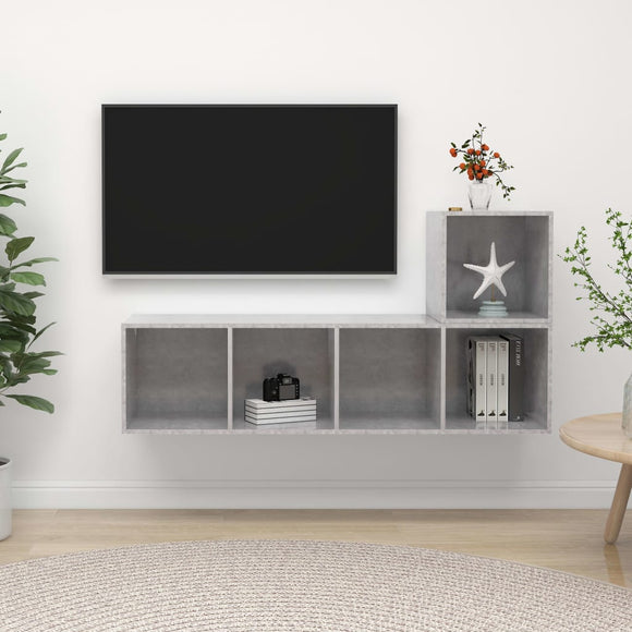 NNEVL 2 Piece TV Cabinet Set Concrete Grey Chipboard