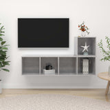 NNEVL 2 Piece TV Cabinet Set Concrete Grey Chipboard