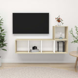 NNEVL 2 Piece TV Cabinet Set White and Sonoma Oak Chipboard
