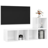 NNEVL 2 Piece TV Cabinet Set High Gloss White Chipboard