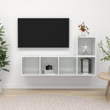 NNEVL 2 Piece TV Cabinet Set High Gloss White Chipboard