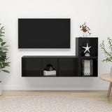 NNEVL 2 Piece TV Cabinet Set High Gloss Black Chipboard