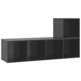 NNEVL 2 Piece TV Cabinet Set High Gloss Grey Engineered Wood