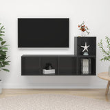NNEVL 2 Piece TV Cabinet Set High Gloss Grey Engineered Wood