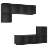 NNEVL 4 Piece TV Cabinet Set Black Chipboard