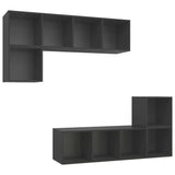 NNEVL 4 Piece TV Cabinet Set Grey Chipboard