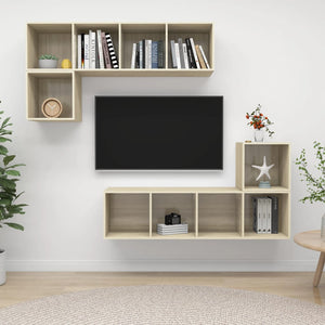 NNEVL 4 Piece TV Cabinet Set Sonoma Oak Chipboard