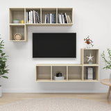 NNEVL 4 Piece TV Cabinet Set Sonoma Oak Chipboard