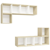 NNEVL 4 Piece TV Cabinet Set White and Sonoma Oak Chipboard