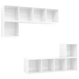NNEVL 4 Piece TV Cabinet Set High Gloss White Chipboard