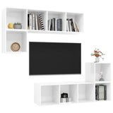 NNEVL 4 Piece TV Cabinet Set High Gloss White Chipboard