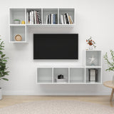 NNEVL 4 Piece TV Cabinet Set High Gloss White Chipboard
