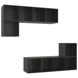 NNEVL 4 Piece TV Cabinet Set High Gloss Black Chipboard