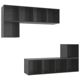 NNEVL 4 Piece TV Cabinet Set High Gloss Grey Chipboard