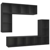 NNEVL 4 Piece TV Cabinet Set Black Chipboard