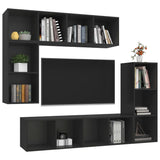 NNEVL 4 Piece TV Cabinet Set Black Chipboard