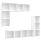 NNEVL 4 Piece TV Cabinet Set High Gloss White Chipboard
