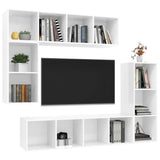 NNEVL 4 Piece TV Cabinet Set High Gloss White Chipboard