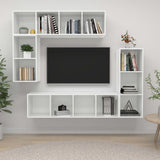 NNEVL 4 Piece TV Cabinet Set High Gloss White Chipboard