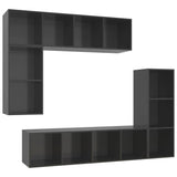 NNEVL 4 Piece TV Cabinet Set High Gloss Grey Chipboard