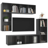 NNEVL 4 Piece TV Cabinet Set High Gloss Grey Chipboard