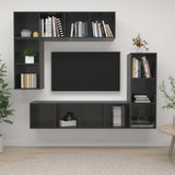 NNEVL 4 Piece TV Cabinet Set High Gloss Grey Chipboard