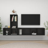 NNEVL 3 Piece TV Cabinet Set Black Chipboard