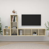 NNEVL 3 Piece TV Cabinet Set Sonoma Oak Chipboard