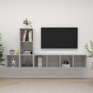 NNEVL 3 Piece TV Cabinet Set Concrete Grey Chipboard