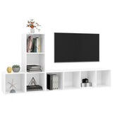 NNEVL 3 Piece TV Cabinet Set High Gloss White Chipboard
