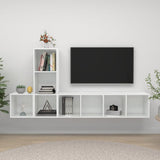 NNEVL 3 Piece TV Cabinet Set High Gloss White Chipboard