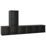 NNEVL 3 Piece TV Cabinet Set High Gloss Black Chipboard
