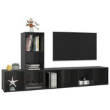 NNEVL 3 Piece TV Cabinet Set High Gloss Black Chipboard