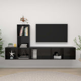 NNEVL 3 Piece TV Cabinet Set High Gloss Black Chipboard