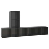 NNEVL 3 Piece TV Cabinet Set High Gloss Grey Engineered Wood