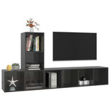 NNEVL 3 Piece TV Cabinet Set High Gloss Grey Engineered Wood