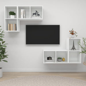 NNEVL Wall-mounted TV Cabinets 4 pcs High Gloss White Chipboard