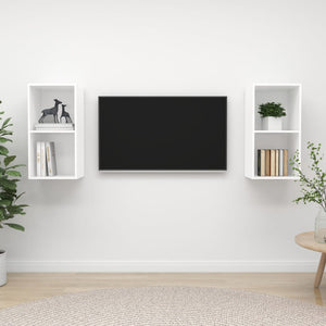 NNEVL Wall-mounted TV Cabinets 2 pcs White Chipboard