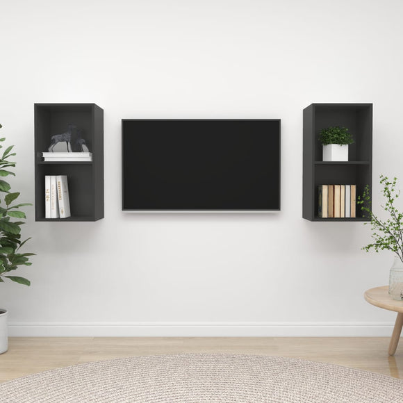 NNEVL Wall-mounted TV Cabinets 2 pcs Grey Chipboard