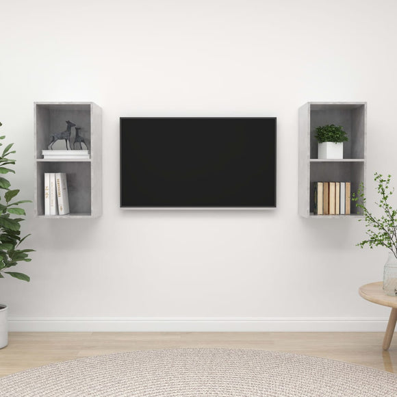 NNEVL Wall-mounted TV Cabinets 2 pcs Concrete Grey Chipboard